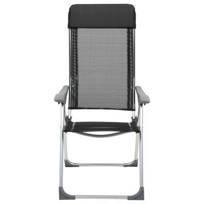 vidaXL Zložljivi stoli za kampiranje 2 kosa črne barve aluminij