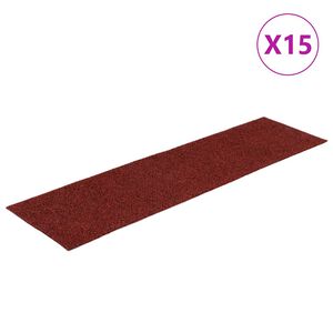 vidaXL Stopni&scaron;čne preproge samolepilne 15 kosov 76 x 20 cm bordo rdeče pravokotne