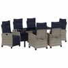 vidaXL Komplet za jedilnico v vrtu z blazino 7 pcs Siva poli ratan