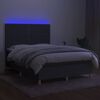 vidaXL Box spring postelja z vzmetnico LED temno siva 140x190 cm blago