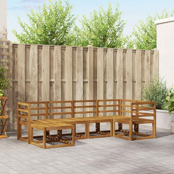 vidaXL Zunanja garnitura za sedenje 6 pcs Naravna in svetlo siva