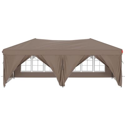 vidaXL Zložljiv vrtni šotor s stranicami taupe 3x6 m