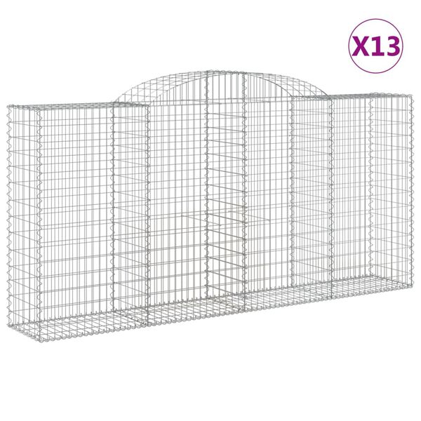 vidaXL Obokane gabion košare 13 kosi 300x50x140/160cm pocinkano železo