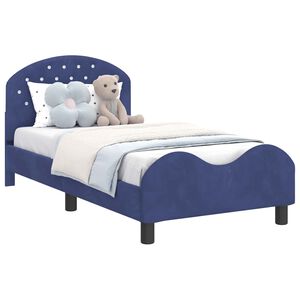 vidaXL Otro&scaron;ki posteljni okvir z vznožjem Policijska modra 80 x 160 cm