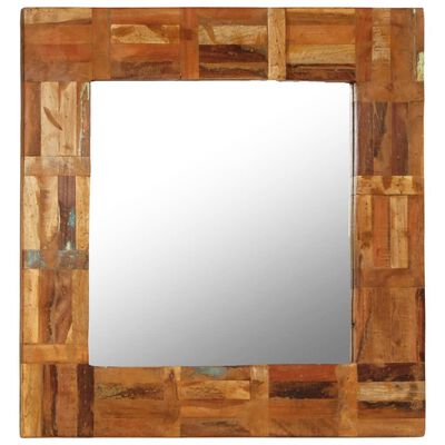 vidaXL Stensko ogledalo iz trdnega predelanega lesa 60x60 cm
