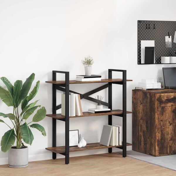 vidaXL Knjižna polica Dimljeni oreh 100 x 33,5 x 102 cm