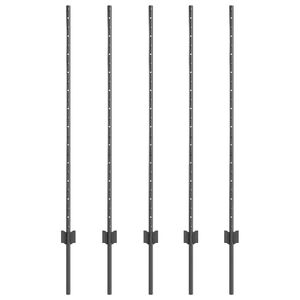 vidaXL Steber ograje. 5 pcs Siva 120 cm Jeklo