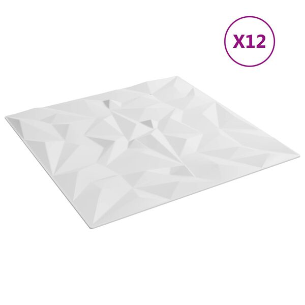 vidaXL Stenske plo&scaron;če 12 pcs Bela 50 x 50 cm XPS Pena