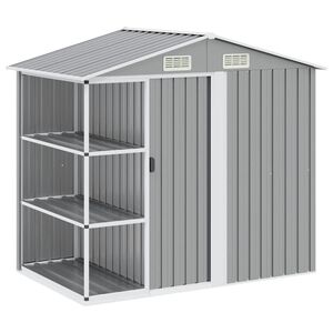 vidaXL Vrtna lopa s stojalom siva 205x130x183 cm železna