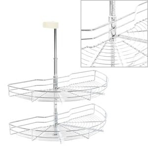 vidaXL Kuhinjska ko&scaron;ara 2-nadstropna srebrna 180 stopinj 75x38x80 cm