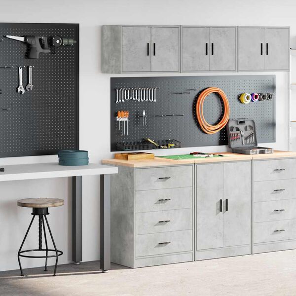 vidaXL Garažne omare 2 kosa betonsko siv inženirski les