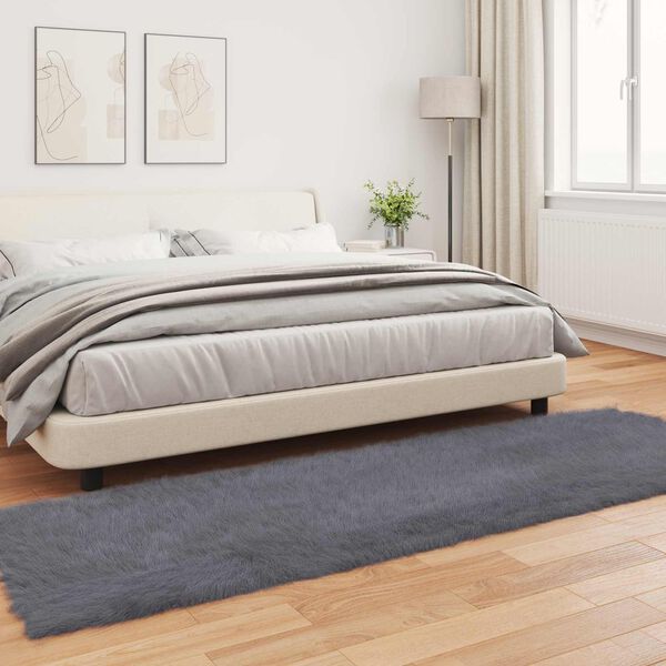 vidaXL Lažna Ovčja Koža Preproga Tafalla Antracit 80 x 250 cm