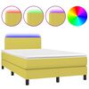 vidaXL Box spring postelja z vzmetnico LED zelena 120x200 cm blago