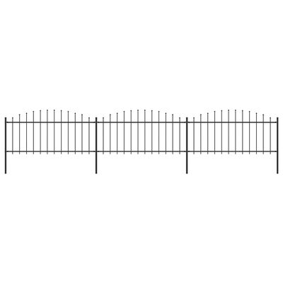 vidaXL Vrtna ograja s koničastimi vrhovi jeklo (0,5-0,75)x5,1 m črna