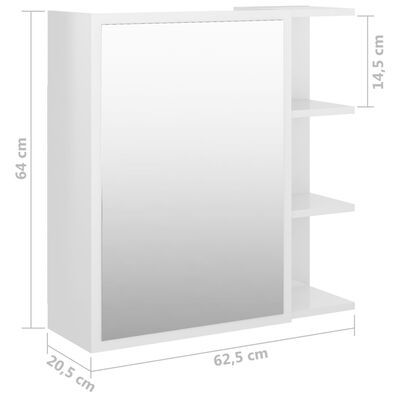 vidaXL Kopalniška omarica z ogledalom visok sijaj bela 62,5x20,5x64 cm