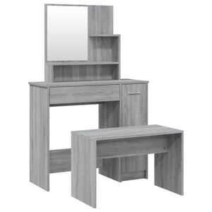 vidaXL Toaletna mizica komplet siva sonoma 86,5x35x136 cm