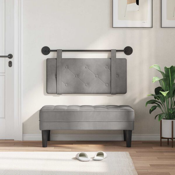 vidaXL Visoki naslon za glavo Svetlo siva 100 x 55 x 5 cm Žamet