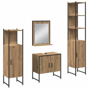 vidaXL Komplet pohi&scaron;tva za kopalnico 4 kos Rjava 33 x 33 x 185,5 cm