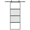 vidaXL Drsna vrata z opremo 76x205 cm kaljeno steklo in aluminij