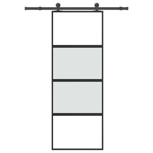 vidaXL Drsna vrata z opremo 76x205 cm kaljeno steklo in aluminij