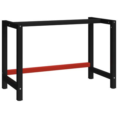 vidaXL Kovinski okvir za delovno mizo 120x57x79 cm črn in rdeč