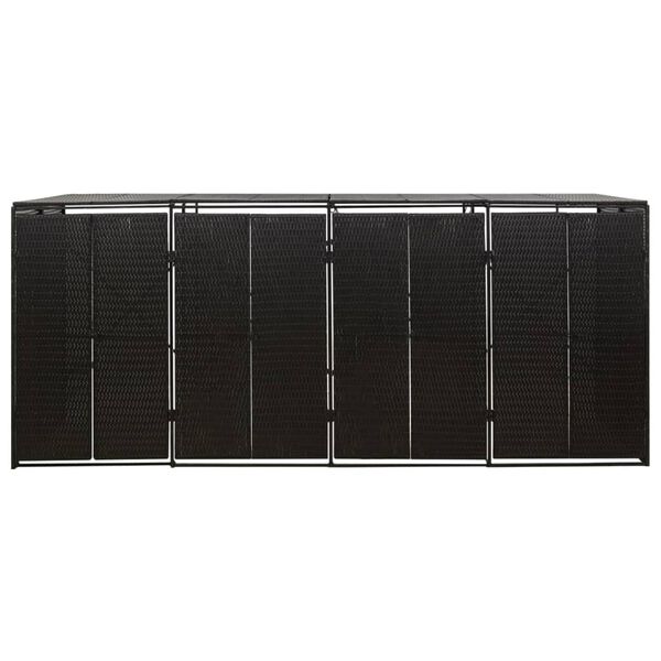 vidaXL Lopa za štiri smetnjake črna 274x80x117 cm poli ratan