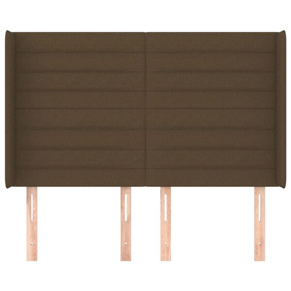 vidaXL Vzglavje z u&scaron;esi temno rjavo 147x16x118/128 cm blago