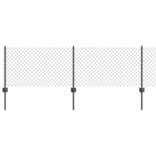 vidaXL Ograja s stebrom Siva 0,6 x 10 m Jeklo in PVC