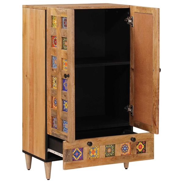 vidaXL Visok predalnik Naravna 60 x 33,5 x 100 cm Masiven les manga