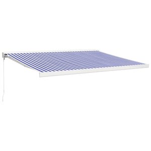 vidaXL Zložljiva tenda modra in bela 4x3 m blago in aluminij
