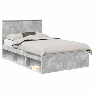 vidaXL Konstrukcija postelje s predalom Betonsko siva 135 x 190 cm