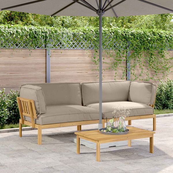 vidaXL Kavčna garnitura z blazino 2 pcs Taupe Masiven les akacije