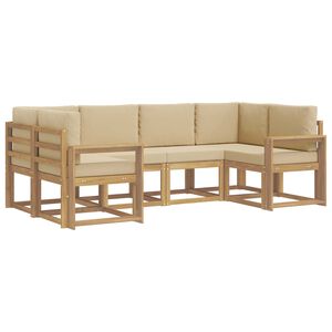 vidaXL Zunanja garnitura za sedenje z blazino 6 pcs Bela in bež