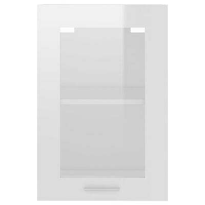 vidaXL Viseča steklena omarica visok sijaj bela 40x31x60 cm iverna pl.