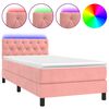 vidaXL Box spring postelja z vzmetnico LED roza 80x200 cm žamet