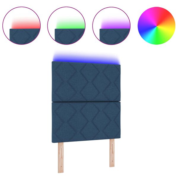 vidaXL Vzglavje z LED lučmi z vzglavjem Modra 80 cm blago