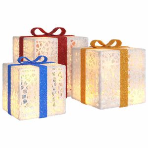 vidaXL Osvetljene božične &scaron;katle 3 kosi 64 LED toplo bele