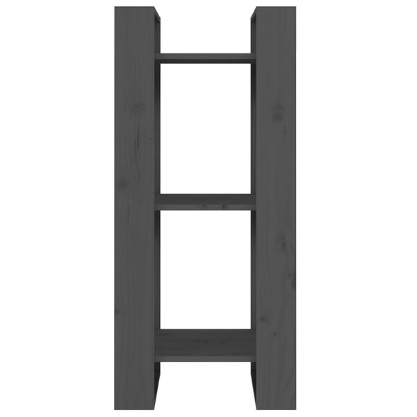 vidaXL Knjižna omara/pregrada siva 41x35x91 cm trdna borovina