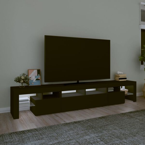 vidaXL TV omarica z LED lučkami črna 230x36,5x40 cm