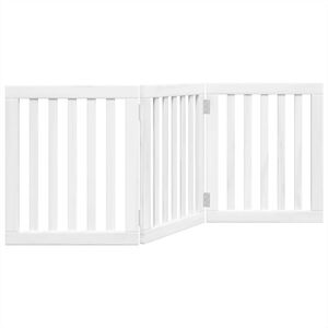 vidaXL Vrata za pse zložljiva 3 paneli bela 150 cm topolovina