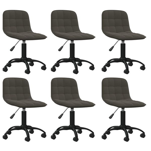 vidaXL Vrtljivi jedilni stoli 6 kosov temno siv žamet