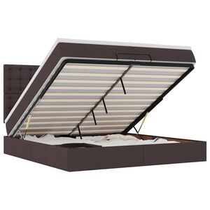 vidaXL Otomanski posteljni okvir z vzmetnicami rjav 200x200 cm blago