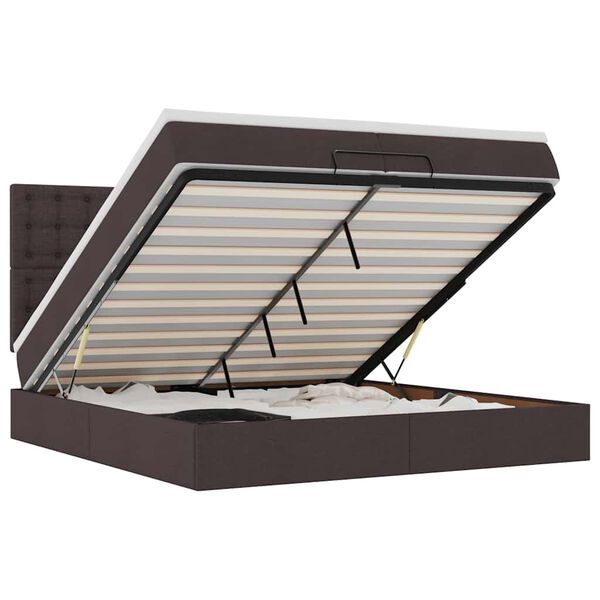 vidaXL Otomanski posteljni okvir z vzmetnicami rjav 200x200 cm blago