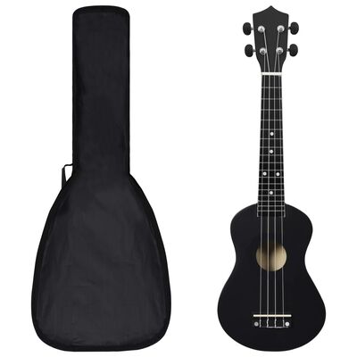 vidaXL Otroški ukulele soprano s torbo črn 23"