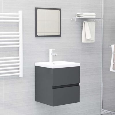 vidaXL Komplet kopalniškega pohištva sive barve iverna plošča