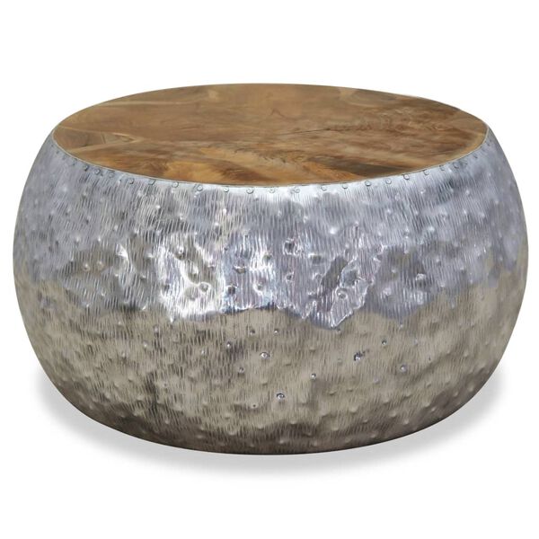 vidaXL Klubska mizica iz aluminija in tikovine 60x60x30 cm