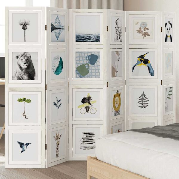 vidaXL Paravan 6-delni bel trden les pavlovnije