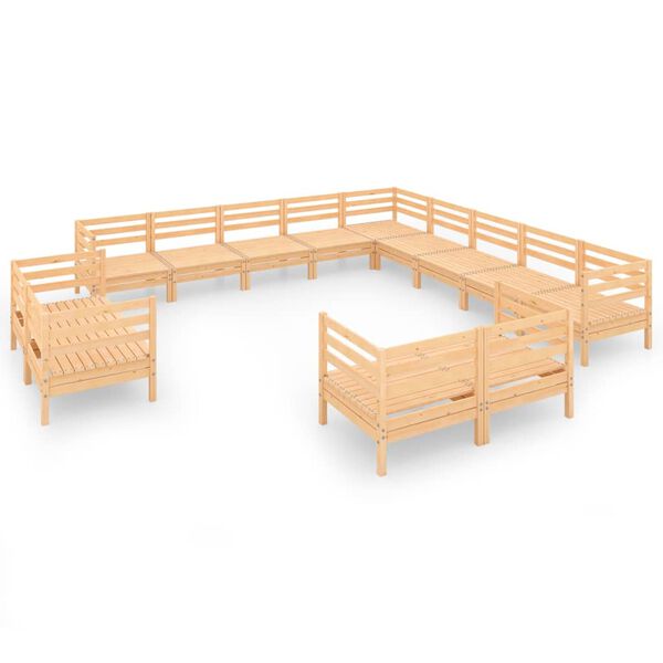 vidaXL Vrtna sedežna garnitura 13-delna trdna borovina