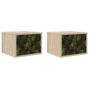 vidaXL Stenska nočna omarica ELBURG 2 kos Sonoma hrast 36 x 33 x 25 cm