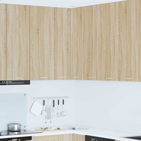 vidaXL Viseča omarica z vrati Sonoma hrast in bela 57 x 57 x 100 cm